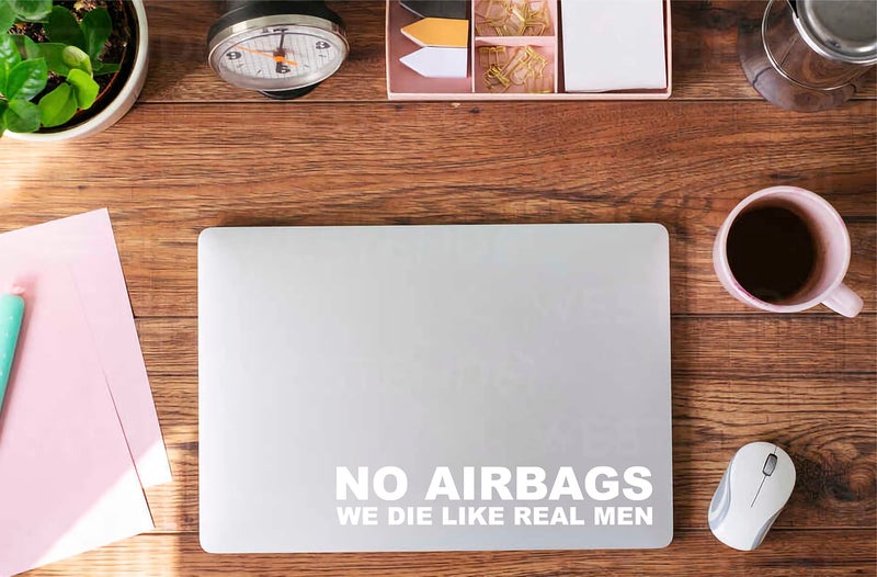 H-TRADINGS NO AIRBAGS We Die Like Real Men, Die Cut Decal Bumper Sticker for Trucks,Cars,Pontoon, Jet Ski,Vans, Trucks, White 9 X 1-1/2 inches Approx. - Image 4